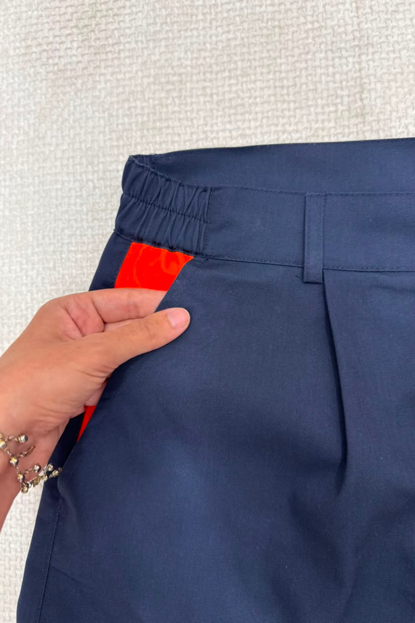 سروال لخدمة كارغو - Pantalon de travail Cargo Bleu Marine / Orange Fluo
