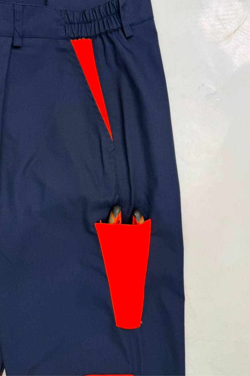 سروال لخدمة كارغو - Pantalon de travail Cargo Bleu Marine / Orange Fluo